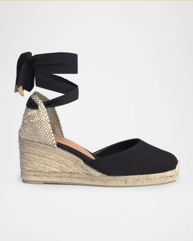 Carina Canvas Ankle-Tie Wedge Espadrilles